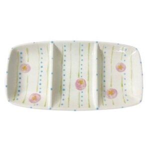 Katherine Coe 3 section candy trinket dish 10”x5”